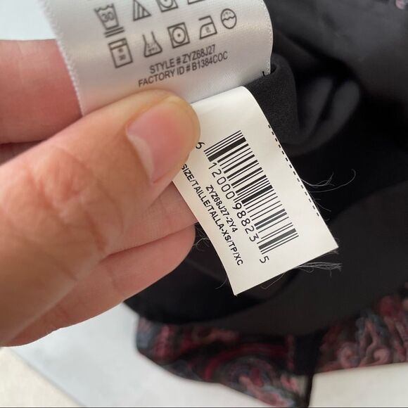 BCBGENERATION Longsleeve chiffon lace front v neck tunic/ dress black paisley XS - Picture 10 of 11